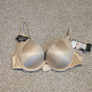 Maidenform T-Shirt Bra 36B Tan Natural Boost Lace Padded Enhanced Lift